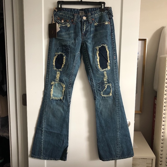 True Religion Berkeley Patchwork Flare Jeans Size 27
